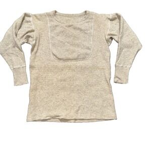 1940s WWII Long Sleeve Wool Heavyweight Basic Undershirt Thermal Long John Top